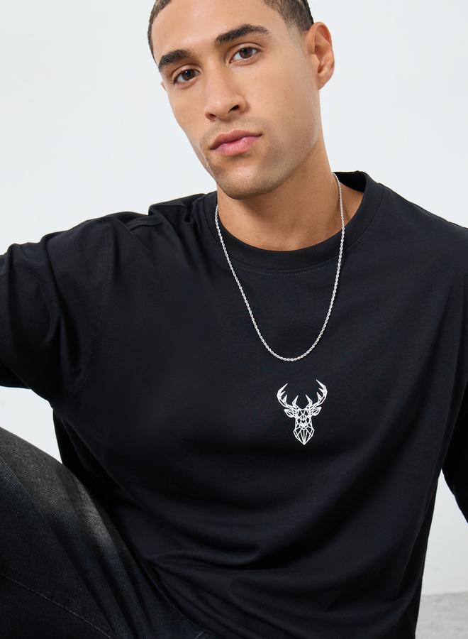 ستايلي تيشيرت واسع بطبعة ناعمة - Image 1